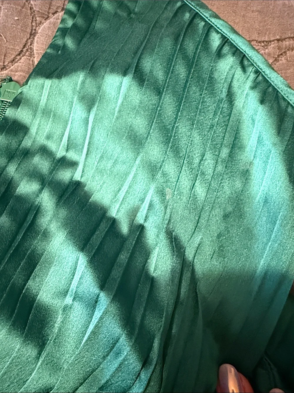 Abercrombie & Fitch Emerald Green Satin Pleated dress with cut outs